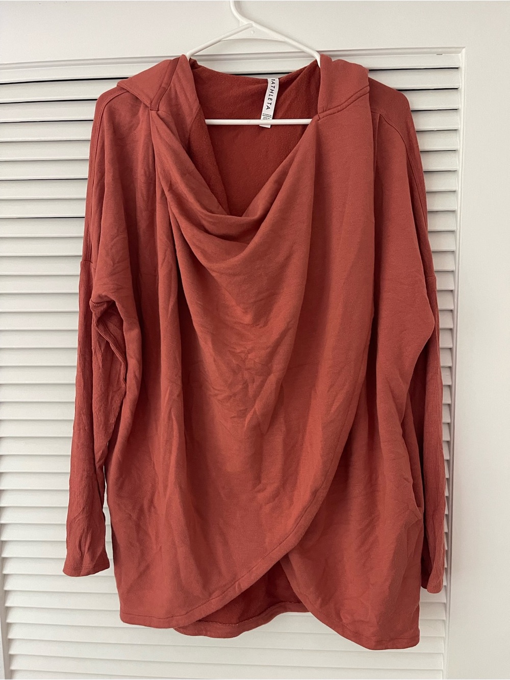 Athleta Rust Draped Cowl Hoodie
